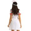 KHDFYER Women Sexy Bodysuits Lace Women Adults Nurse Uniform Fancy Funny Exotic Costumes Halloween Outfit Parties Lapel Collar Button Down Dress with Belt and Hat-White_M view 4