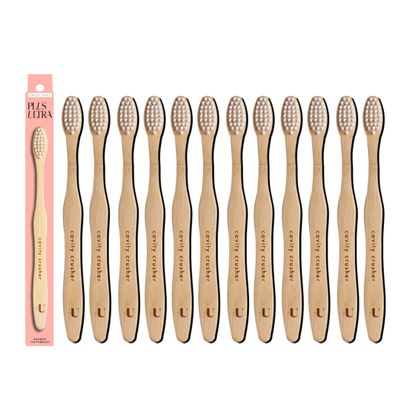 Kids Biodegradable and Eco-Friendly Bamboo Toothbrush 12-Pack - BPA Free Soft Bristle - Dentist-Approved and All-Natural with "Cavity Crusher" Etched on Handles by Plus Ultra
