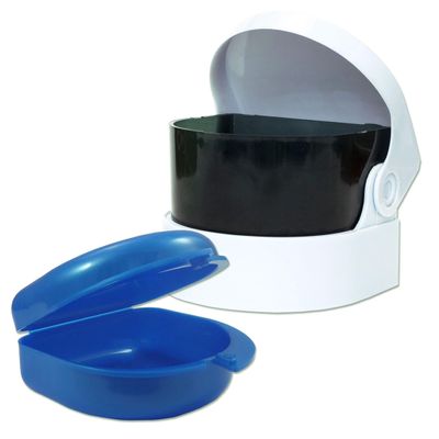 Sonic Cleaner and Retainer Case ~ Storage Case and Container for Soaking Ortho Retainers, Sports Dental Appliances, Dentures & More (Blue Case)