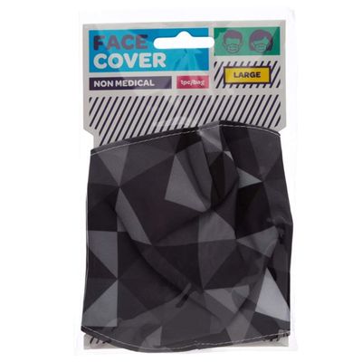Reusable Face Covering - Non Medical Large Size Twin Pack (Black) (Geometric Black & Grey)