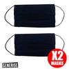 Reusable Face Mask GENERISE Double Fabric Cotton Face Mask x2 - Pleated for Extra Breathability & Comfort - Washable (Navy Blue) view 3