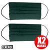 Generise Reusable Face Mask Double Fabric Cotton Face Mask x2 - Pleated for Extra Breathability & Comfort - Washable (Forest Green) view 3