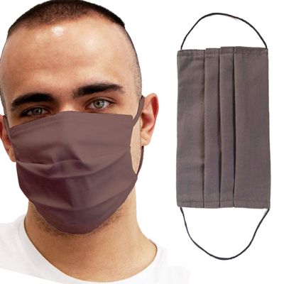Generise Reusable Face Mask Double Fabric Cotton Face Mask x2 - Pleated for Extra Breathability & Comfort - Washable (Light Brown)