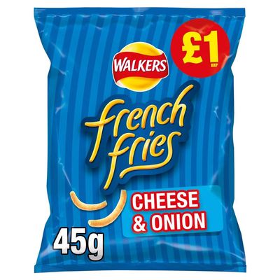 Walkers French Fries Cheese and Onion Snacks, Pack of 15 x 45 g