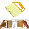 T&F Shutters Window Blind Brush Dust Cleaner Orange with 7 Slat Handheld Household Tool Removable Brush Head 16 x 13.5cm view 1