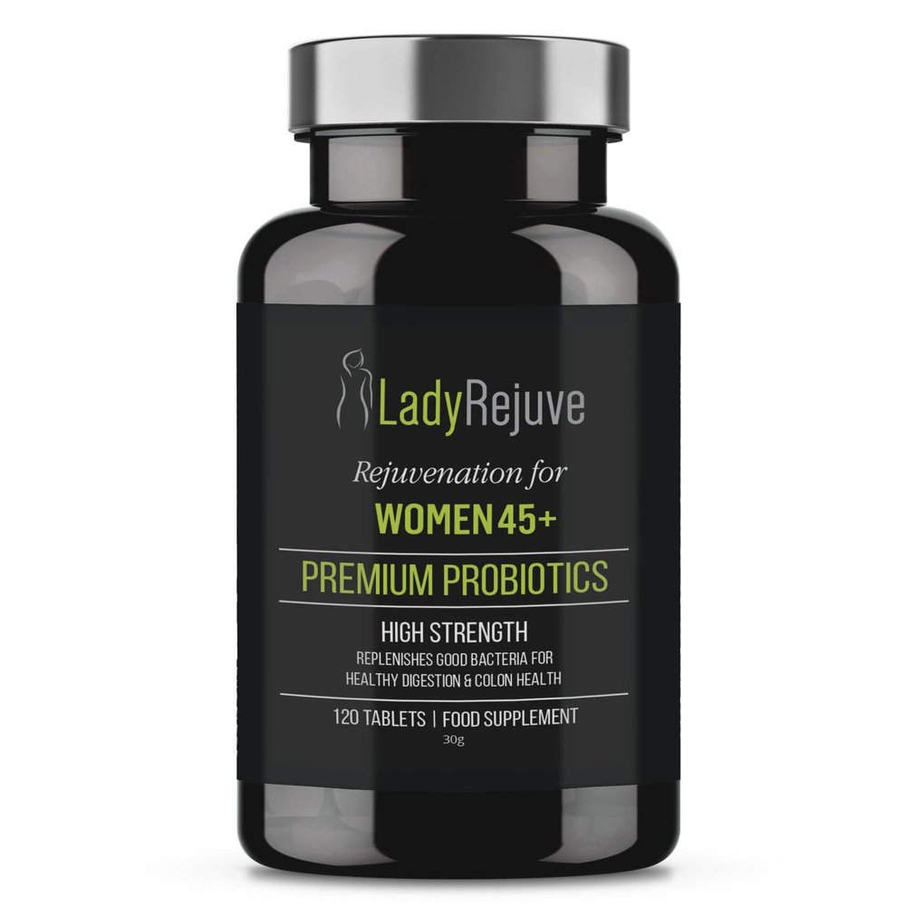 LadyRejuve Premium Probiotics for Women 45+  10 Billion CFU  Supports Digestive & Menopausal Health  120 Vegan Tablets  Made in UK