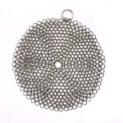 316 Premium Stainless Steel Cast Iron Cleaner, Chainmail Scrubber for Cast Iron Pan Pre-Seasoned Pan Dutch Ovens Waffle Iron Pans Scraper Cast Iron Grill Scraper Skillet Scraper HOVhomeDEVP (8 Inch)