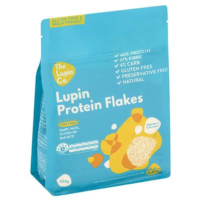 TLC Lupin Protein Flakes - 400g pack. Vegan, Gluten-Free, Low-carb, Keto. 40% Protein, Complete Protein Source. 100% Natural Product.