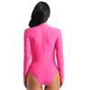 KHDFYER Women's Baby Dolls, Chemises Femme Womens Sexy Bodystocking Catsuit Long Sleeve Stand Collar High Cut Stretchy Night Party Clubwear Leotard Costumes Bodysuit-Rose_L view 3