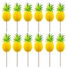 100 Pcs 3D Pineapple Cupcake Toppers Cocktail Picks, Fruit Picks Cake Decoration for Luau Hawaii Birthday Wedding Beach Party (Pineapple) view 1