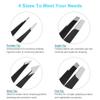 UUBAAR 6 PCS Professional Tweezers Set - Stainless Steel Precision Tweezer Kit for Eyebrows, Facial Hair, Ingrown Hair & Splinter Removal with Travel Case (Black) view 3