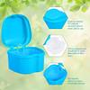 THINKPRICE Denture Bath Box Cup, Complete Clean Care for Dentures, Clear Braces, Mouth Guard, Night Guard & Retainers,Traveling (Blue & White) view 2