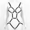 iiniim Women's PU Leather Body Caged Belt Leg Cincher Cage Harness Belt Punk Costume Black One Size view 3