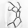 iiniim Women's PU Leather Body Caged Belt Leg Cincher Cage Harness Belt Punk Costume Black One Size view 4