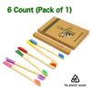 Bamboo Toothbrush with Medium Bristles, Eco-Friendly, Organic Biodegradable Handle, 6 Colored BPA-Free Toothbrushes view 2