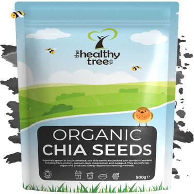 Organic Chia Seeds by TheHealthyTree Company. High in Fibre, Protein & Omega-3 - Raw, Vegan Chia Seeds 500g