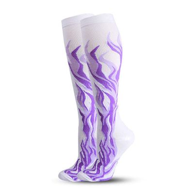 Ranvi 1 Pairs Compression Socks for Women&Men (20-30mmHg)- Best for Running,Travel,Cycling,Pregnant,Nurse,Edema,White Purple(S/M)