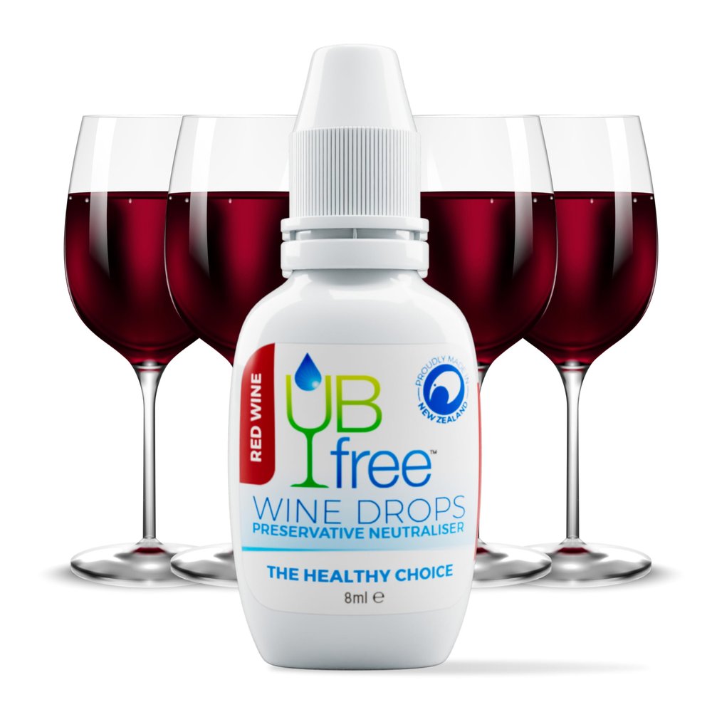 UBfree Wine Drops - 1 Pack Red - Sulfite and Histamine Remover for Red Wine - Natural, Odorless, Tasteless, Reduces Headaches and Allergies - Portable