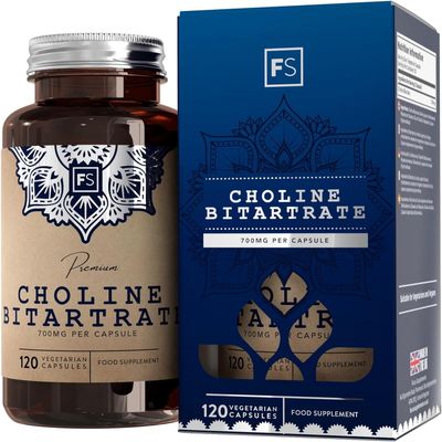 FS Choline Bitartrate | 120 Choline Capsules - High Strength 700mg Coline Bitartrate per Serving | Nootropics Supplement | Non-GMO, Gluten & Allergen Free | Manufactured in The UK