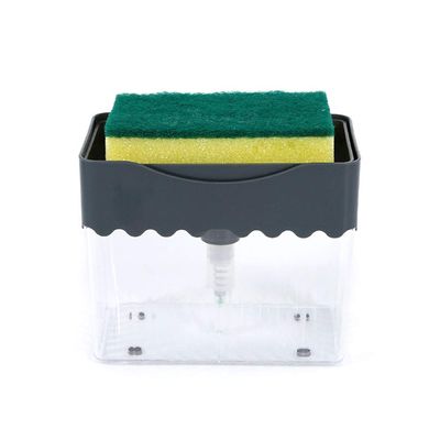 WanBeauty Pump Dispenser and Sponge Holder Kitchen Dishwashing Detergent Press Dispenser Sponge Cleaning Pad Container Durable and Will not Rust Grey