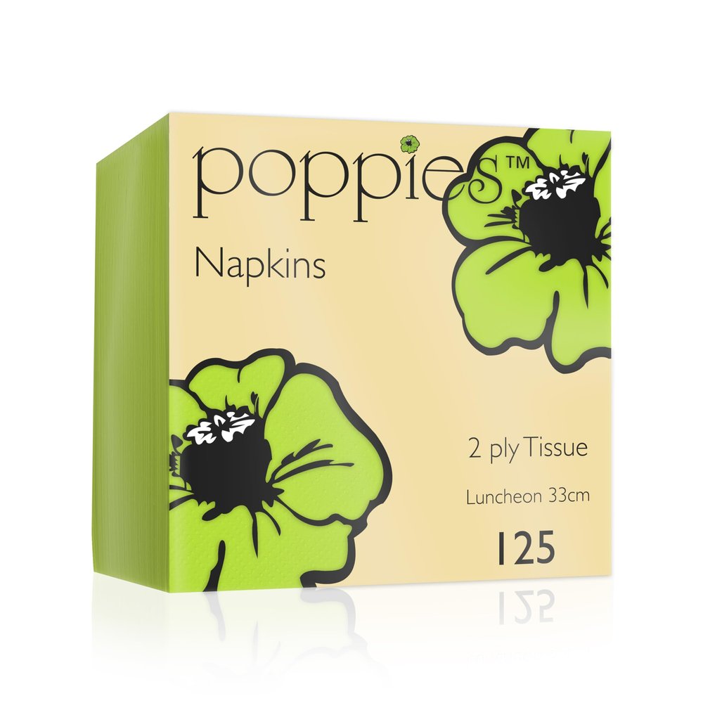 125 Lime Green Paper Napkins 33cm 2 Ply for Birthdays Parties Events Restaurants (2000)