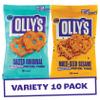 Olly's Pretzel Thins, 5x Salted and 5x Multi-Seed Sesame 35g, Handy Snack Pouches, Healthy Plant-Based Vegan Snacks for Dipping, Low Calorie Snacks, Low Fat, Source of Fibre, No Preservatives view 1