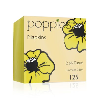 125 Yellow Paper Napkins 33cm 2 Ply for Birthdays Parties Events Restaurants (125)