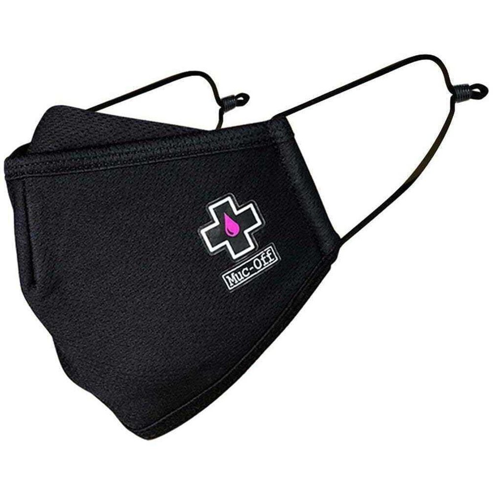Muc-Off Black Face Mask, Small - Reusable Face Mask with Filter, Washable Face Covering - Adjustable Cotton Mask for Men and Women