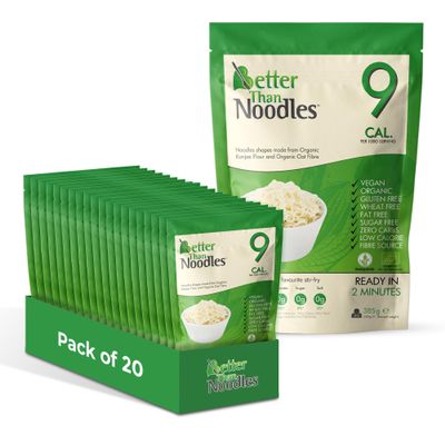 Better Than Noodles Konjac Noodles (Pack of 20, 385g Each) Ready in Minutes, High Fibre Low Calorie Noodle Alternative, Made with Organic Konjac Flour & Oat Fibre, Gluten-Free, Vegan, No Added Sugar