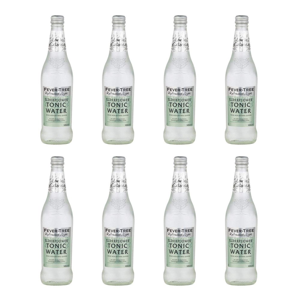 Fever Tree Refreshingly Light Elderflower Tonic 500ml Glass Bottle - Pack of 8