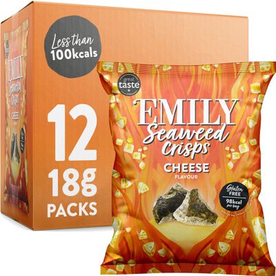 Abakus Seaweed Crisps - Cheese Flavour (ve) 12 x 18g, Seaweed Snack, Nori Snack, Vegan, Gluten-Free, Healthy Snack, Source of Iodine
