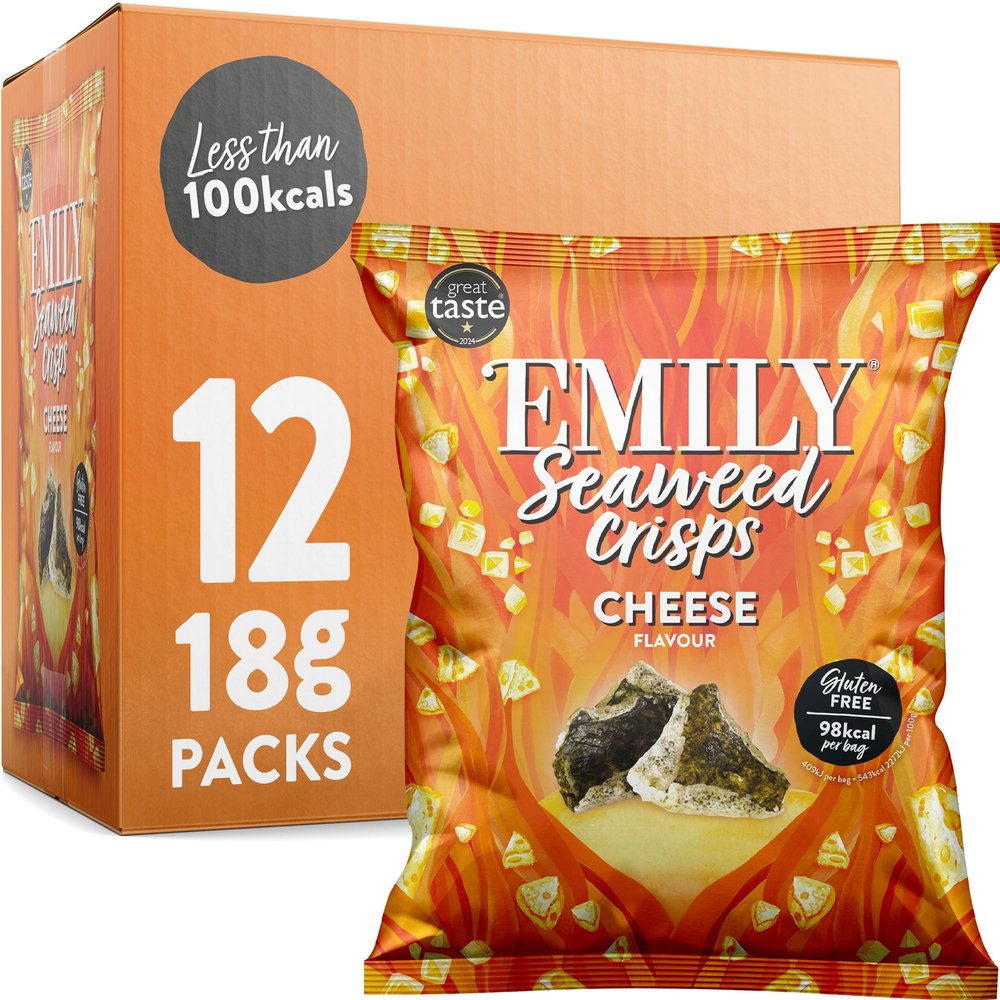 Abakus Seaweed Crisps - Cheese Flavour (ve) 12 x 18g, Seaweed Snack, Nori Snack, Vegan, Gluten-Free, Healthy Snack, Source of Iodine