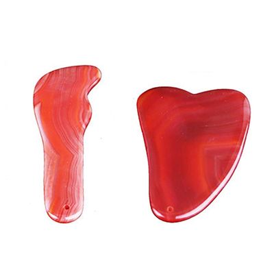 2 Piece Set Gua Sha Facial Face Massage Natural Jade Agate Scraping Board Meridian Scraping for Face and Back