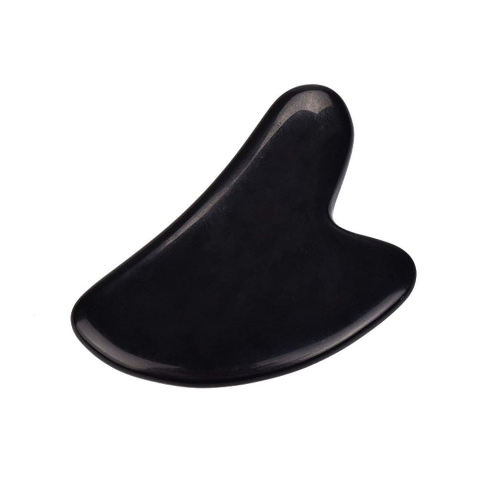 1Pc Gua Sha Massage Tool Face Stone Natural Black Obsidian Gua Sha Stone Promotes Blood Circulation