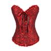 DISSA Women Plus Size Lace up Corset Overbust G-String Top Corset Plastic Boned,C078,Dark Red,6XL view 1