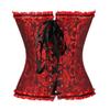DISSA Women Plus Size Lace up Corset Overbust G-String Top Corset Plastic Boned,C078,Dark Red,6XL view 2
