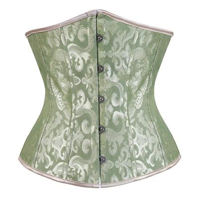 Valin Women Plus Size Lace up Corset Underbust G-String Top Corset Plastic Boned,C120,Green,XXL