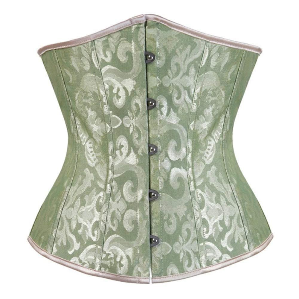 Valin Women Plus Size Lace up Corset Underbust G-String Top Corset Plastic Boned,C120,Green,XXL