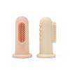 Mushie Baby Finger Toothbrushes | 1x Set of 2 Silicone Finger Toothbrush Baby | Babies First Toothbrush Soothing Irritated Gums | Material: Food-Grade Silicone (Blush/Shifting Sand) view 1