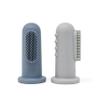 Mushie Baby Finger Toothbrushes | 1x Set of 2 Silicone Finger Toothbrush Baby | Babies First Toothbrush Soothing Irritated Gums | Material: Food-Grade Silicone (Stone/Tradewinds) view 1