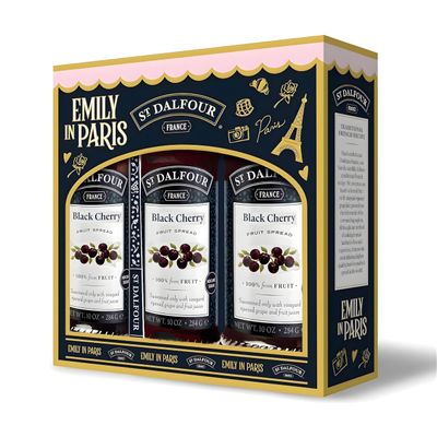 St Dalfour Emily in Paris Black Cherry Jam, 284g, Pack of 3, No Added Sugar, 100% Fruit