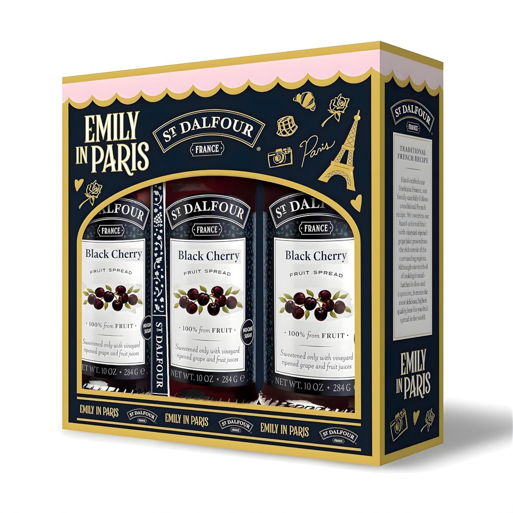 St Dalfour Emily in Paris Black Cherry Jam, 284g, Pack of 3, No Added Sugar, 100% Fruit