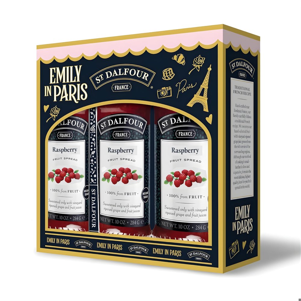 St Dalfour Emily in Paris Raspberry Jam, 284g, Pack of 3, No Added Sugar, 100% Fruit