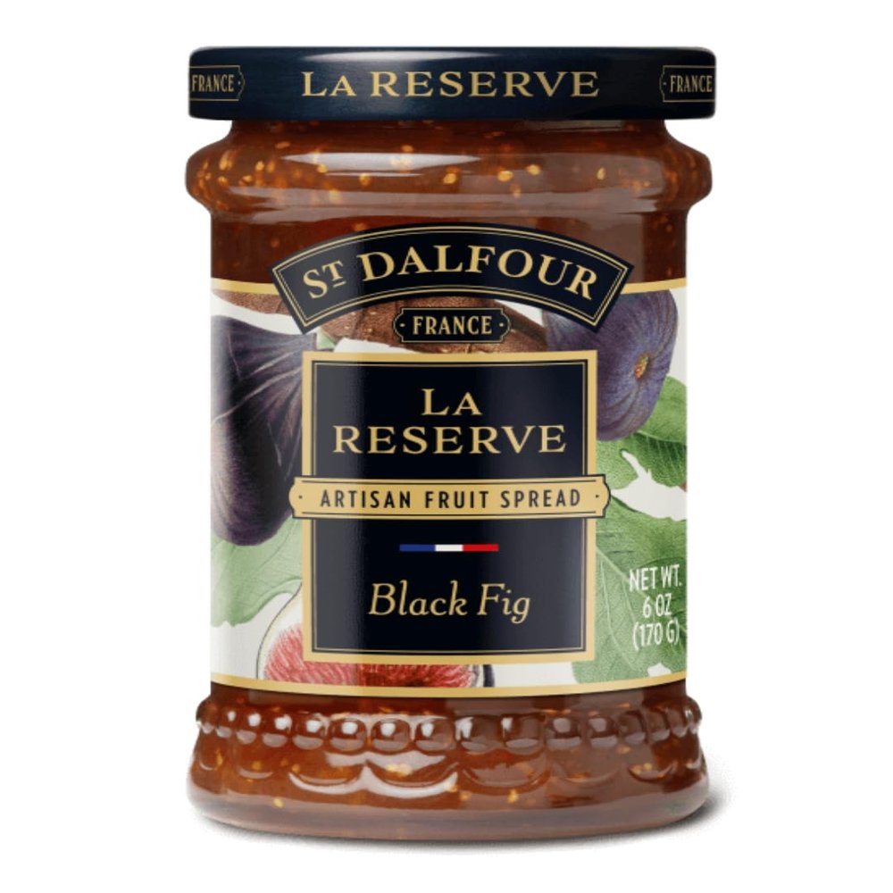 St. Dalfour La Reserve Black Fig Fruit Spread 170g Jar All Natural, No Added Sugar, French Gourmet Preserve, Vegan & Gluten-Free - For Charcuterie and Cheese - Bulk Pack 6 x 170g