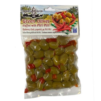 Candia Crop Greek Green Olives Stuffed with Piri Piri, Pack of 5 x 200g (Total: 1 kg)