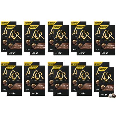 L'OR Espresso Forza Intensity 9 - Compatible with Nespresso* Aluminium Coffee Capsules - 20 Packs of 10 Capsules (200 Drinks)