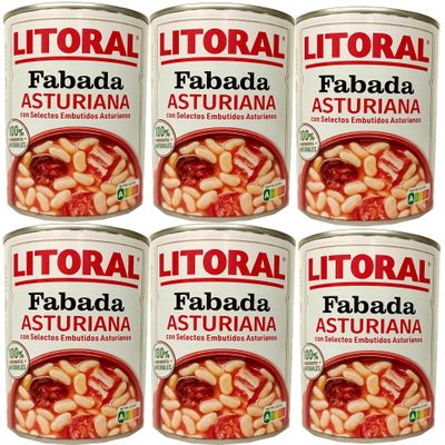 Litoral: Asturian Bean stew - Fabada Asturiana - 435gr - Pack of 6 cans
