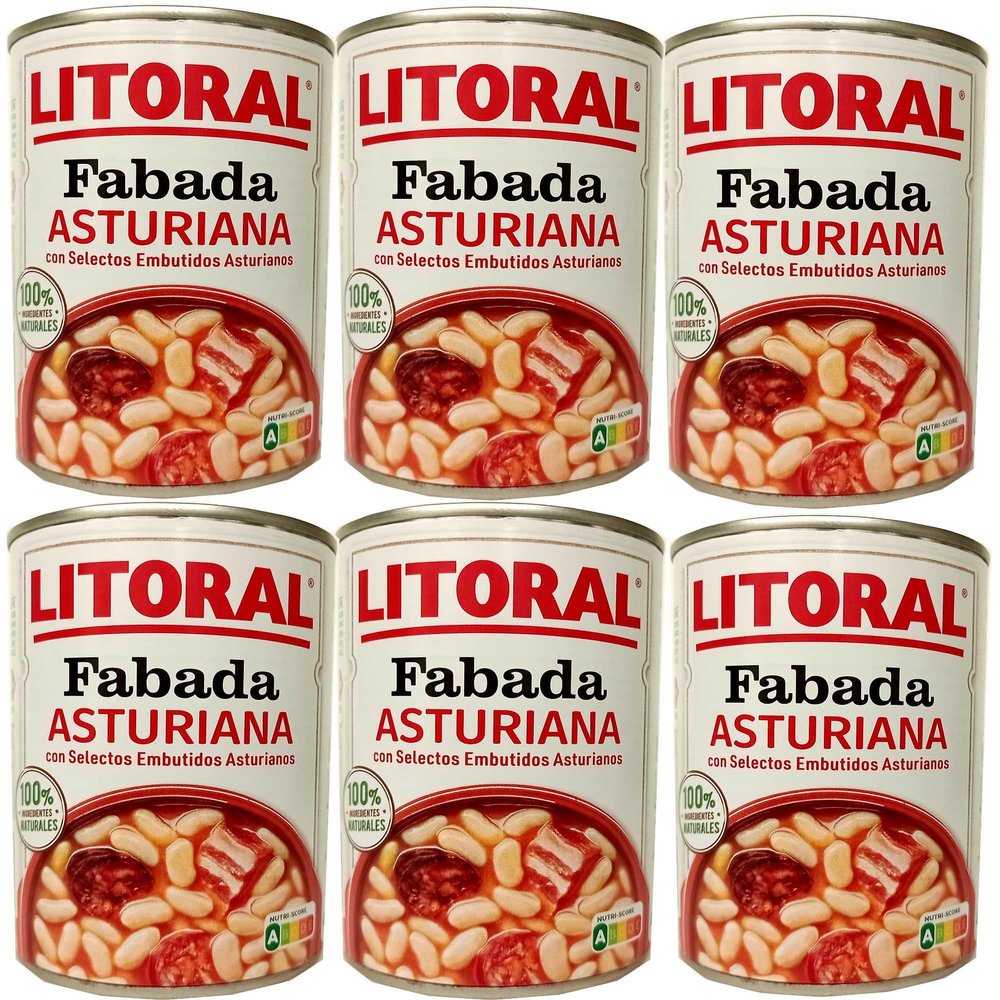 Litoral: Asturian Bean stew - Fabada Asturiana - 435gr - Pack of 6 cans