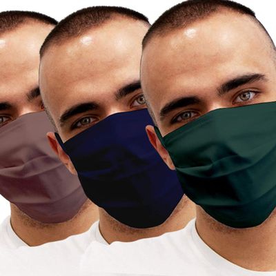 Reusable Face Mask GENERISE Double Fabric Cotton Face Mask x3 - Pleated for Extra Breathability & Comfort - Washable (Mixed Colours)
