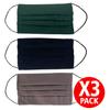 Reusable Face Mask GENERISE Double Fabric Cotton Face Mask x3 - Pleated for Extra Breathability & Comfort - Washable (Mixed Colours) view 2